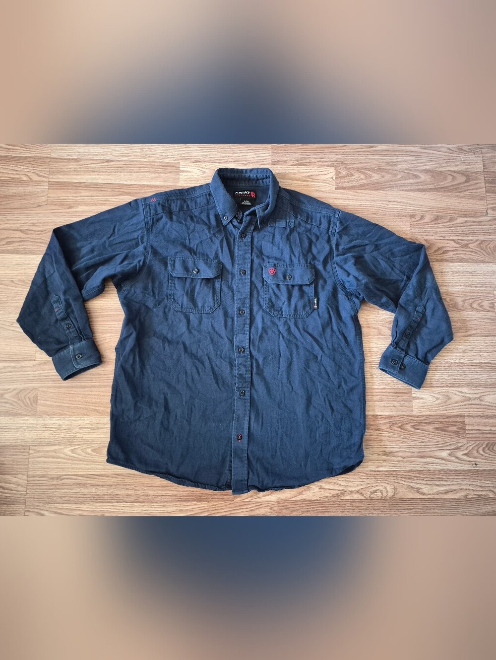 Ariat FR Men's Long Sleeve Button Front Blue Work Shirt
